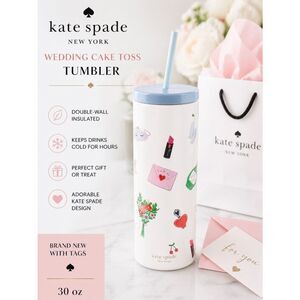 Kate Spade Wedding Cake Toss Tumbler 30 oz | NWT Insulated Cup w/ Straw